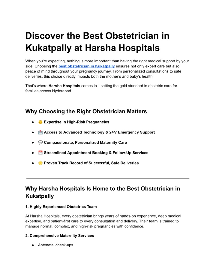 discover the best obstetrician in kukatpally