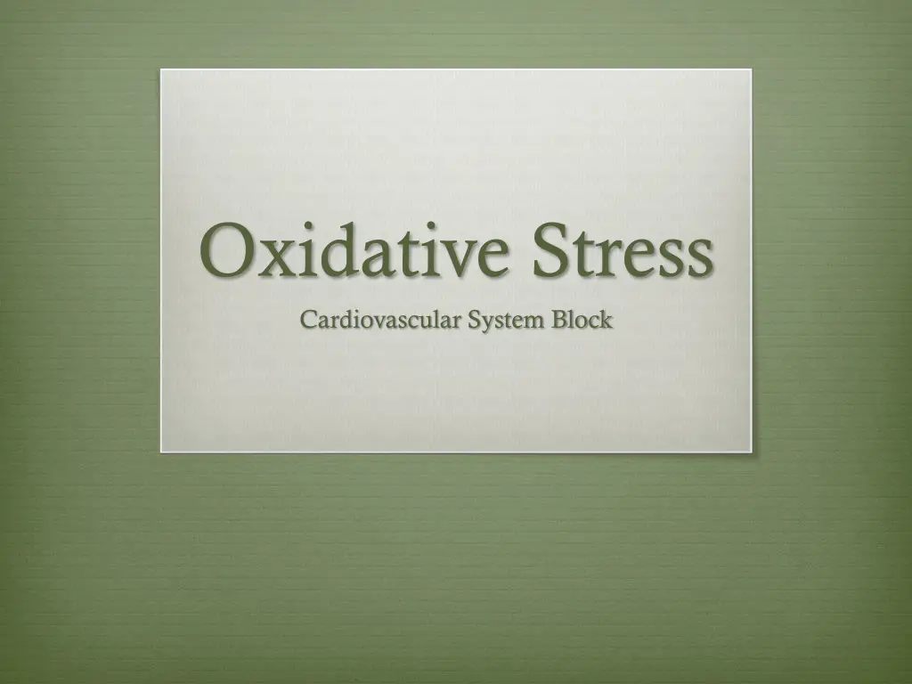 oxidative stress cardiovascular system block