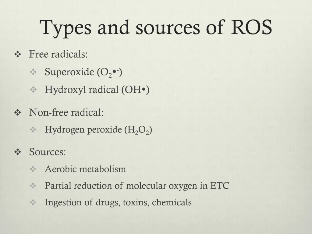 types and sources of ros