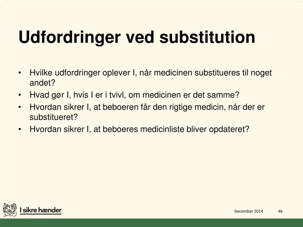 udfordringer ved substitution