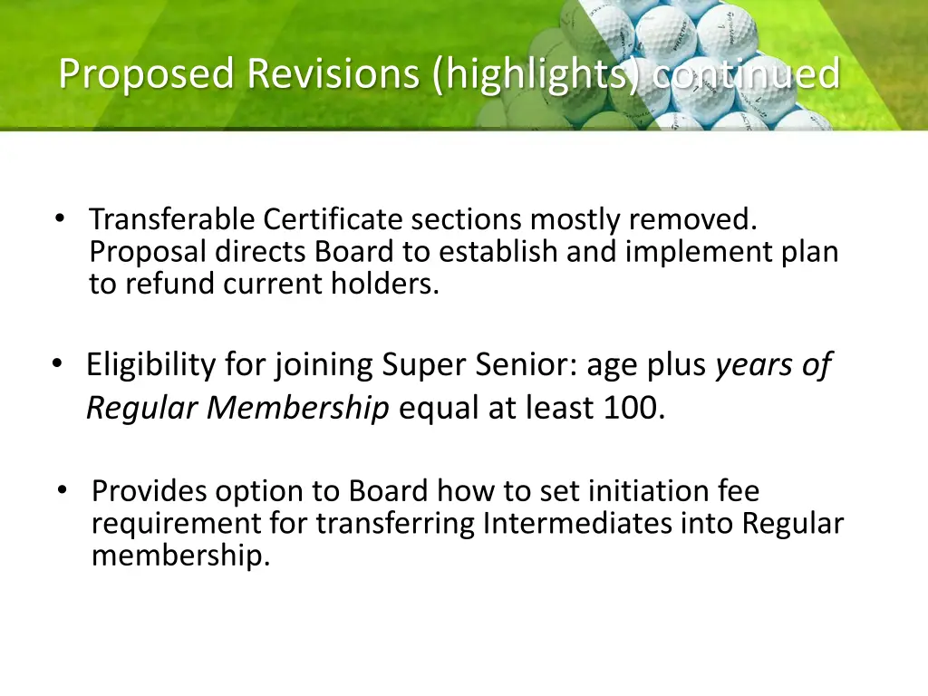 proposed revisions highlights continued