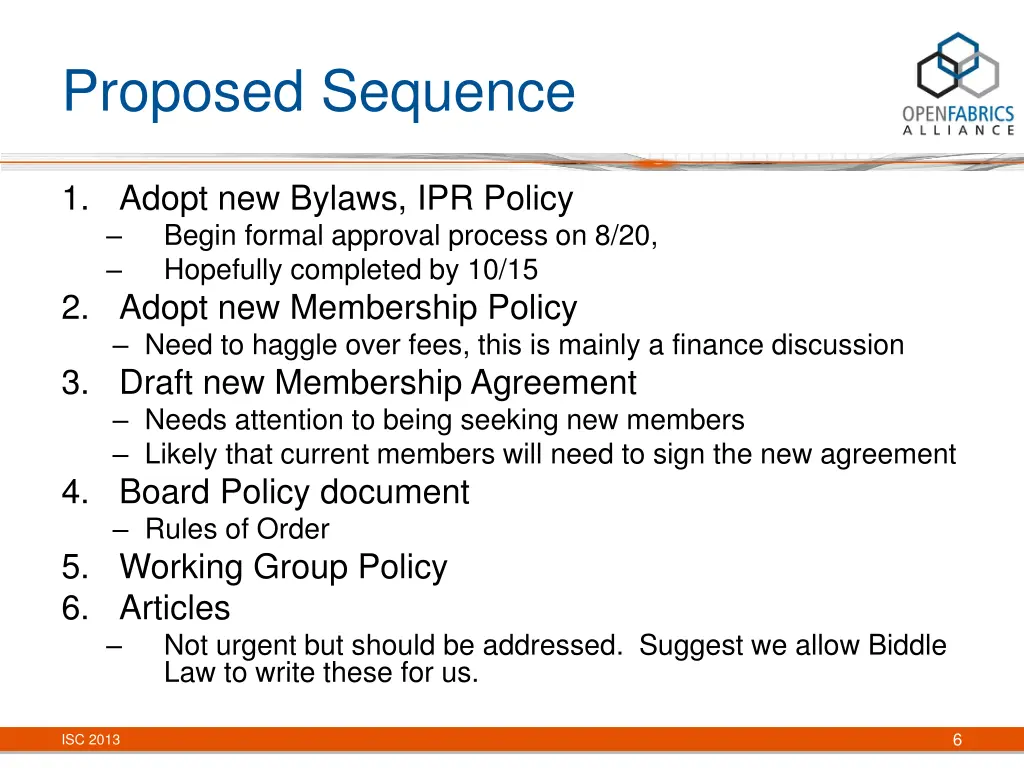 proposed sequence