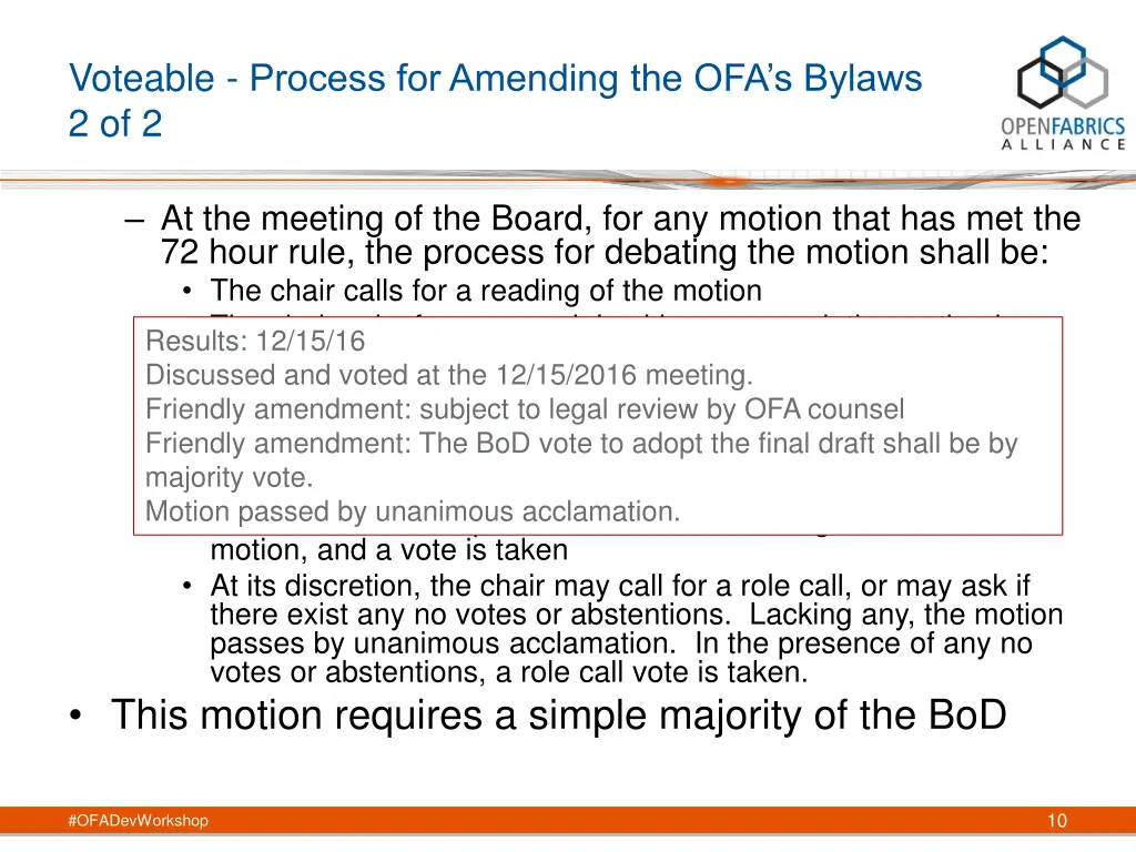 voteable process for amending the ofa s bylaws 1