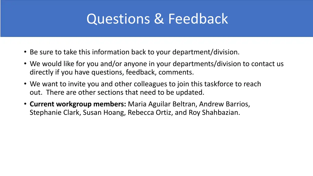 questions feedback