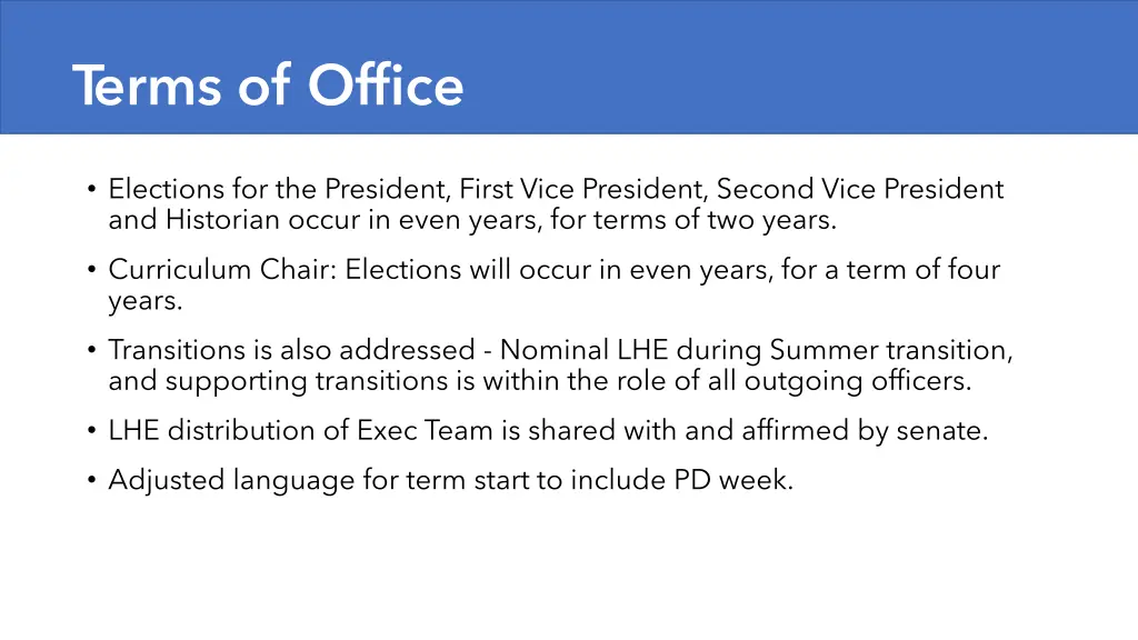 terms of office