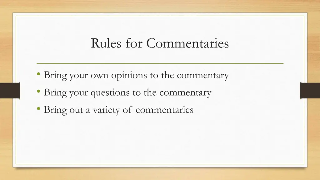 rules for commentaries