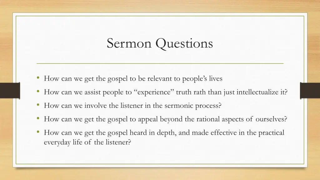 sermon questions