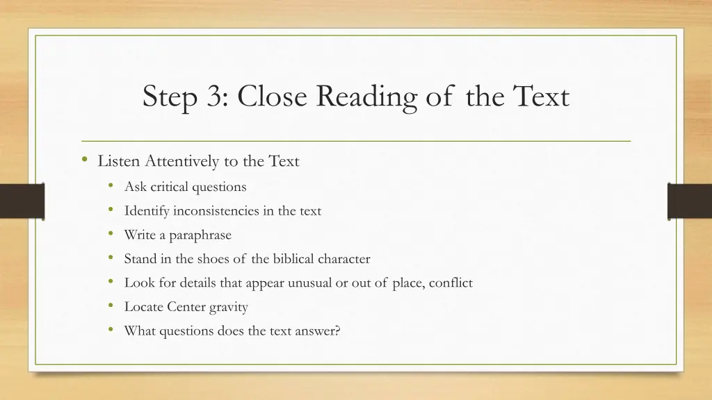 step 3 close reading of the text
