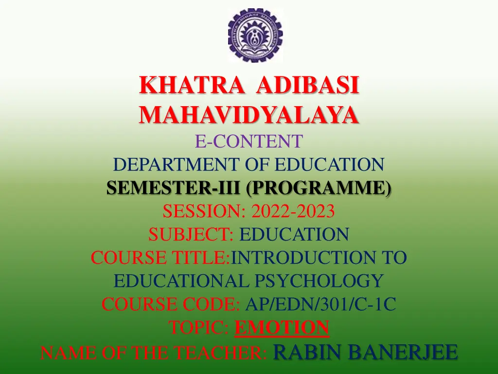khatra adibasi mahavidyalaya e content department