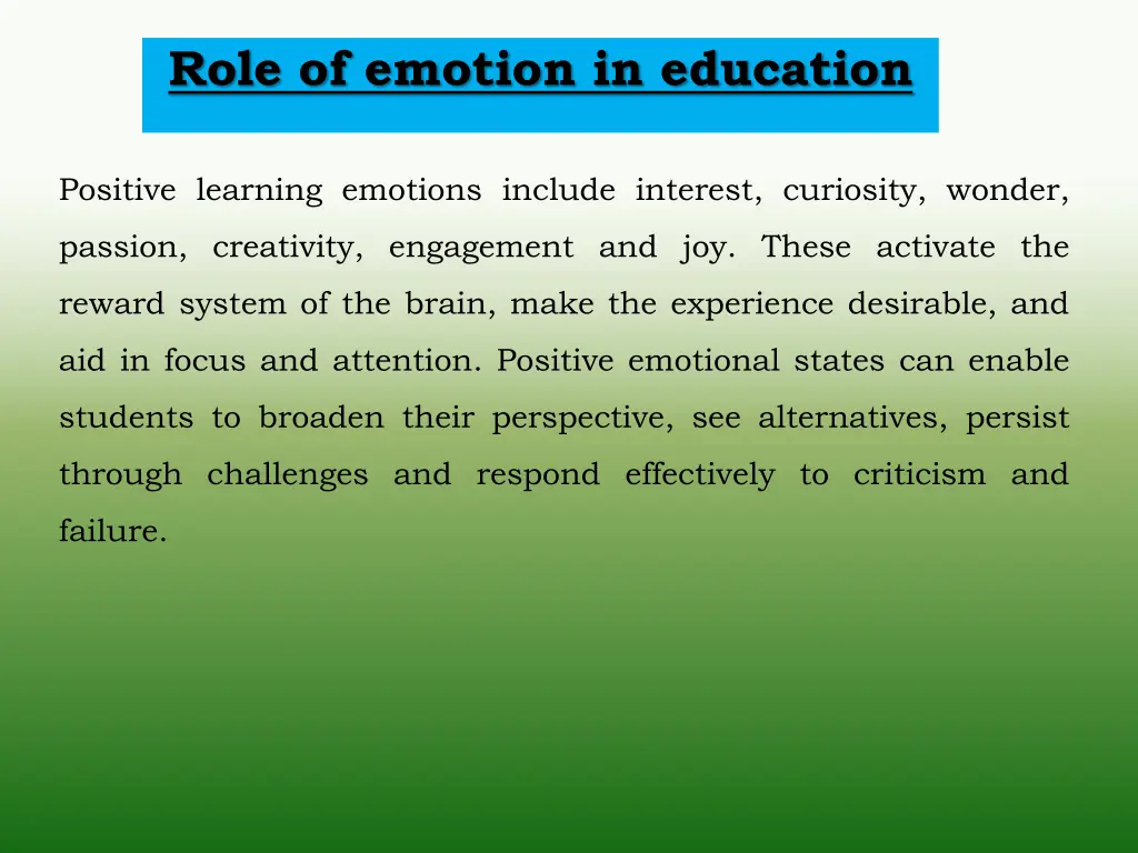 role of emotion in education 1