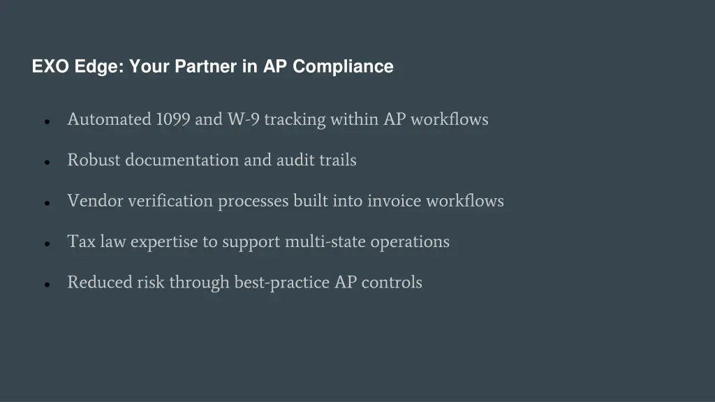exo edge your partner in ap compliance