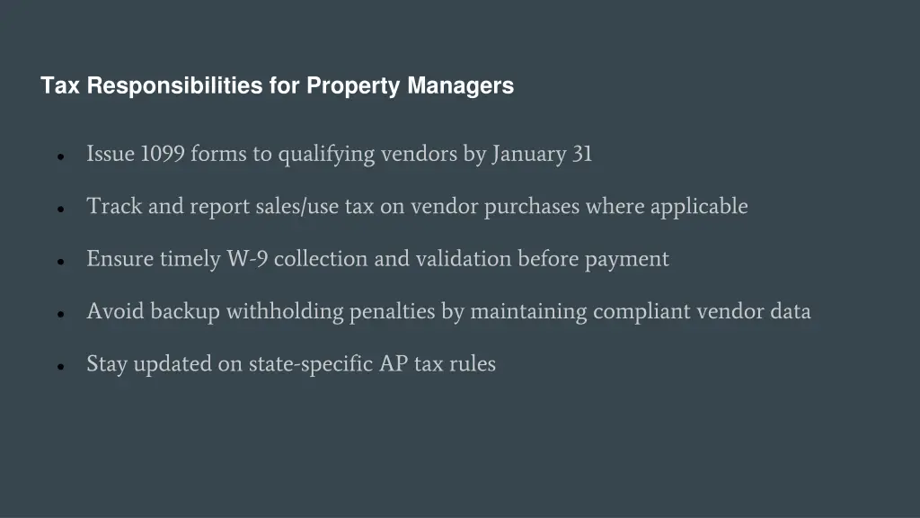 tax responsibilities for property managers