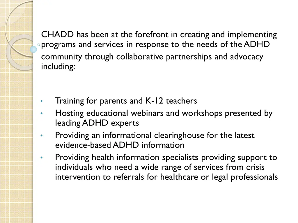 chadd has been at the forefront in creating