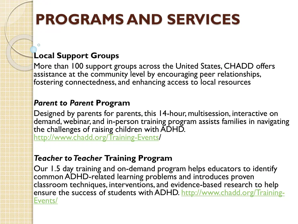 programs and services