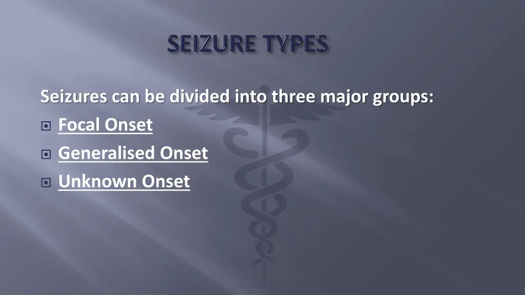 seizures can be divided into three major groups