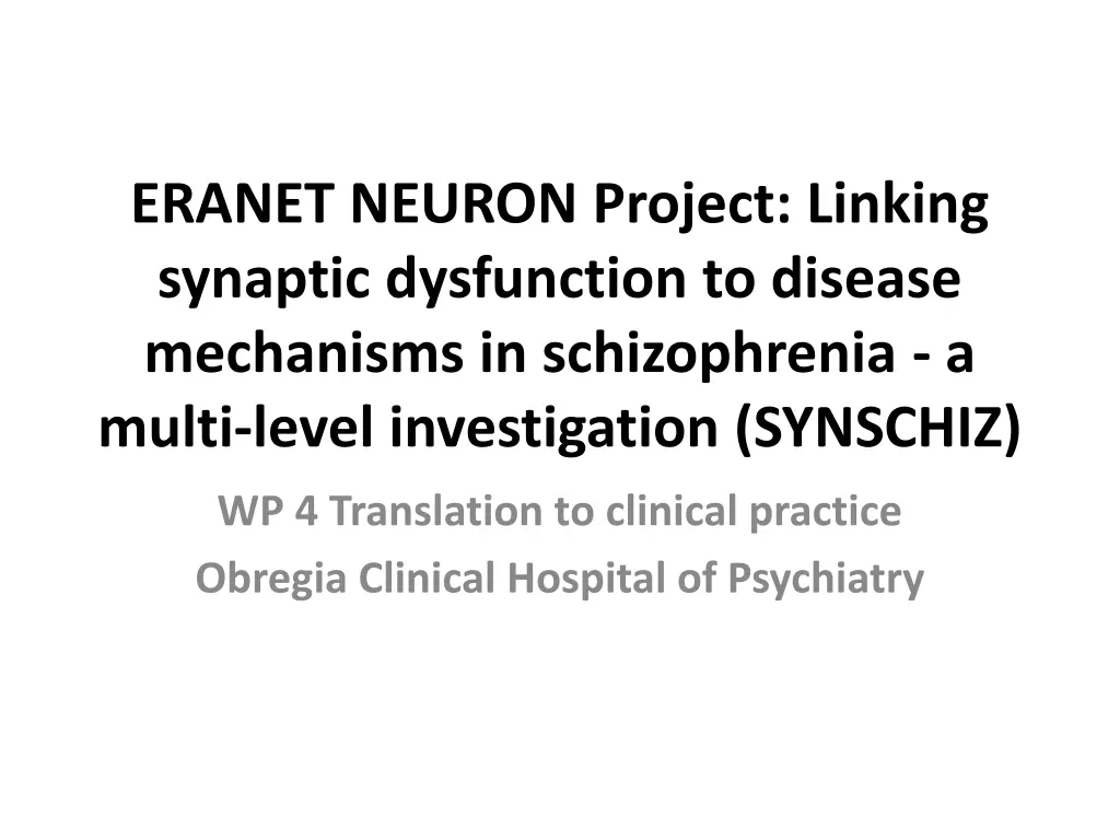 eranet neuron project linking synaptic
