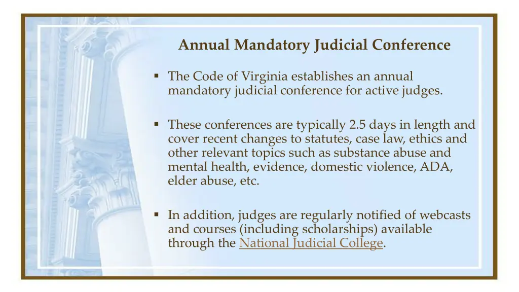 annual mandatory judicial conference