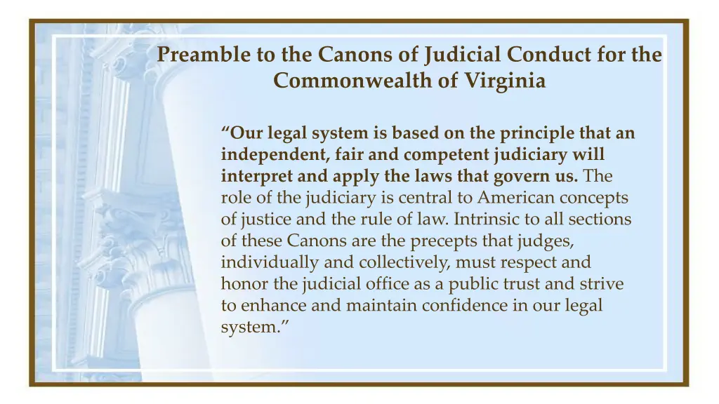 preamble to the canons of judicial conduct