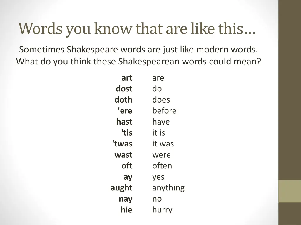 words you know that are like this