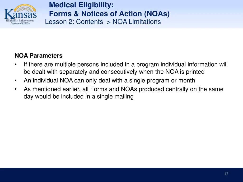 medical eligibility forms notices of action noas 16