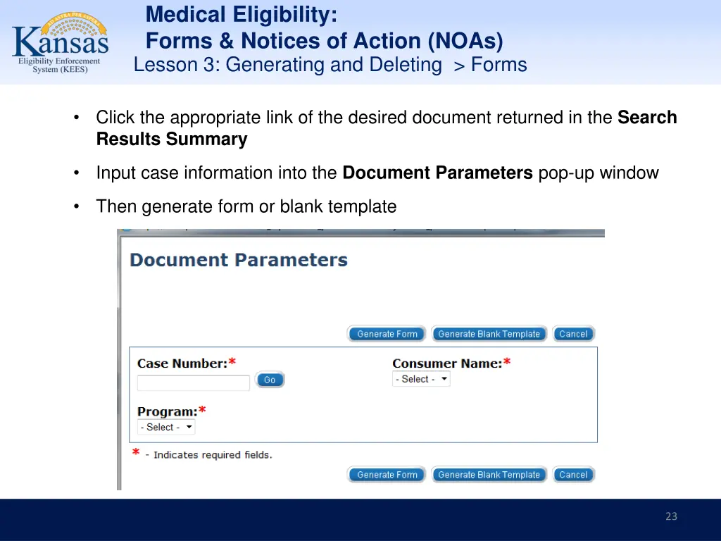 medical eligibility forms notices of action noas 22