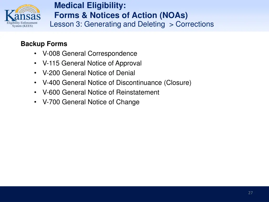medical eligibility forms notices of action noas 26