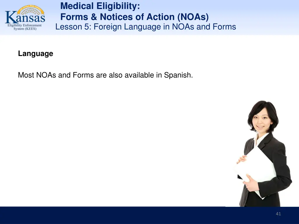 medical eligibility forms notices of action noas 40