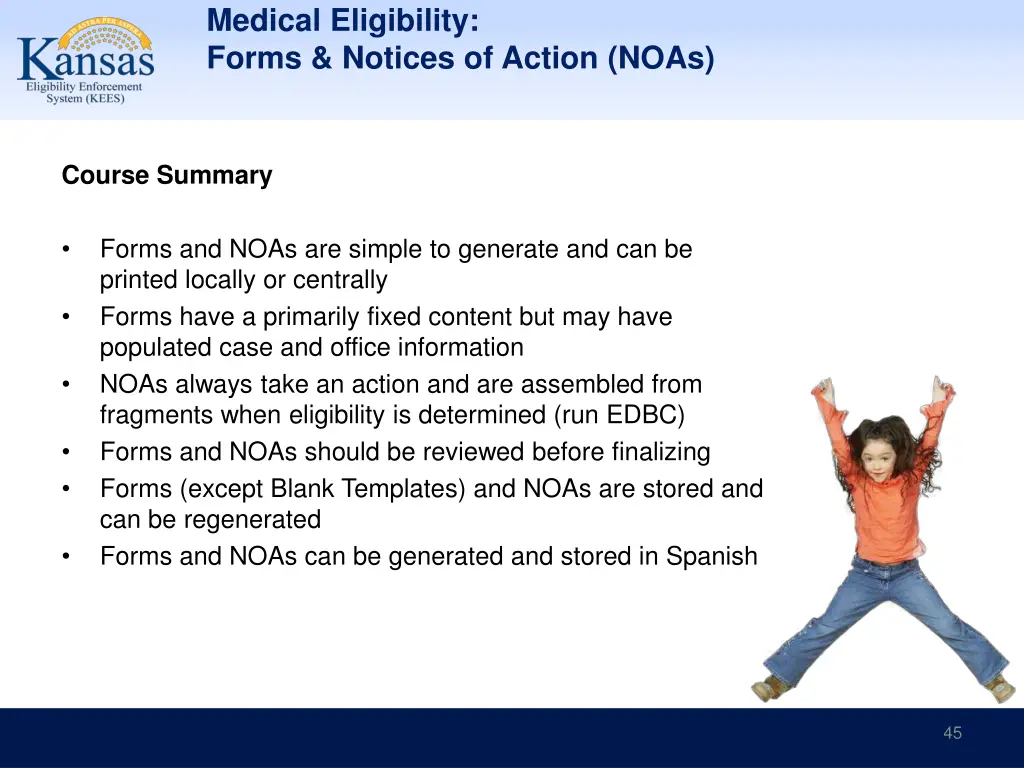 medical eligibility forms notices of action noas 44