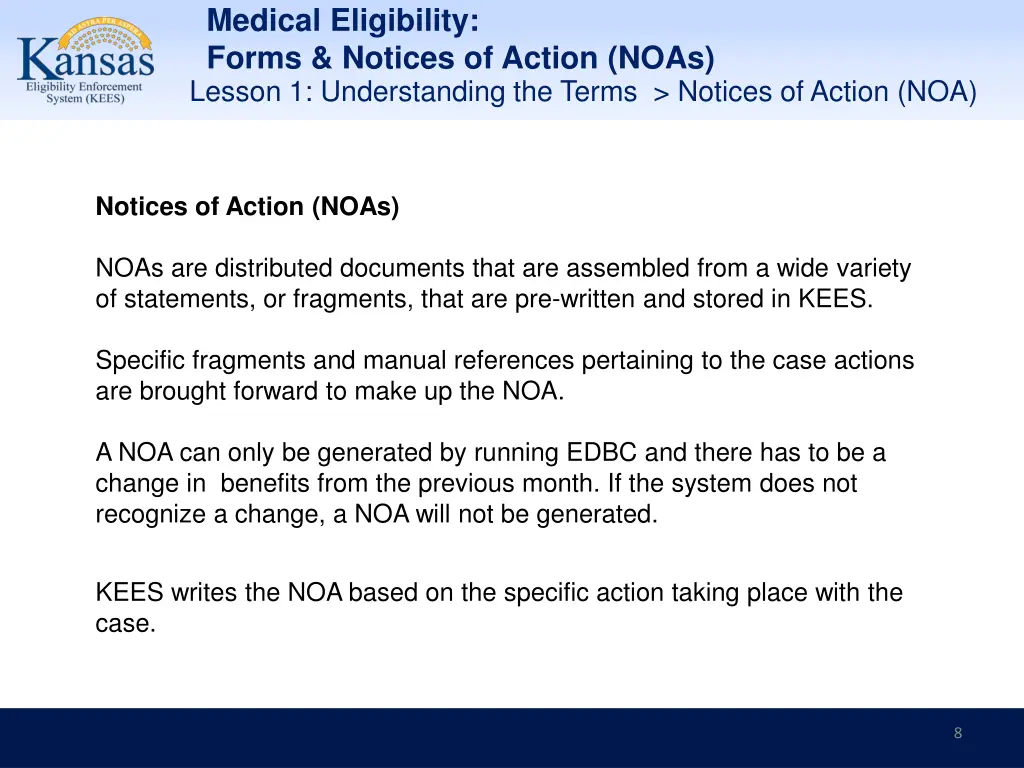 medical eligibility forms notices of action noas 7