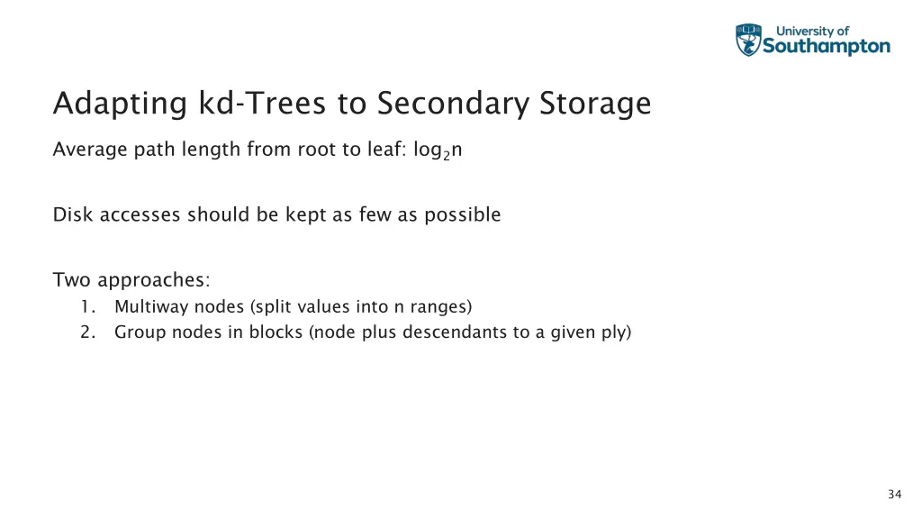adapting kd trees to secondary storage