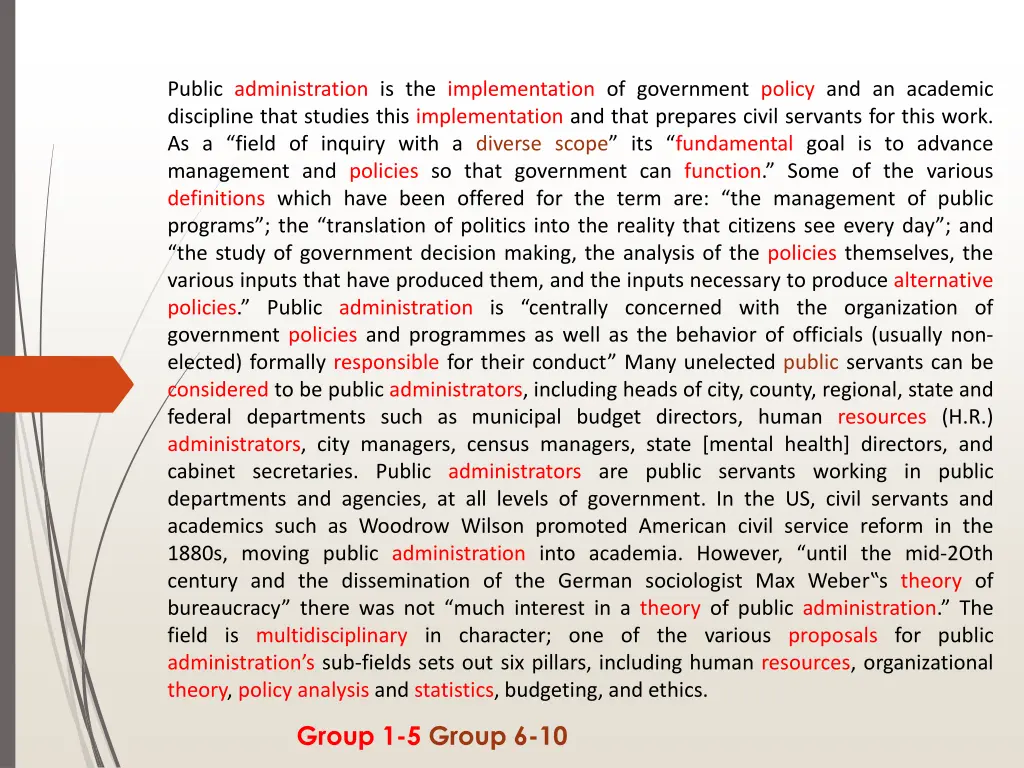 public administration is the implementation