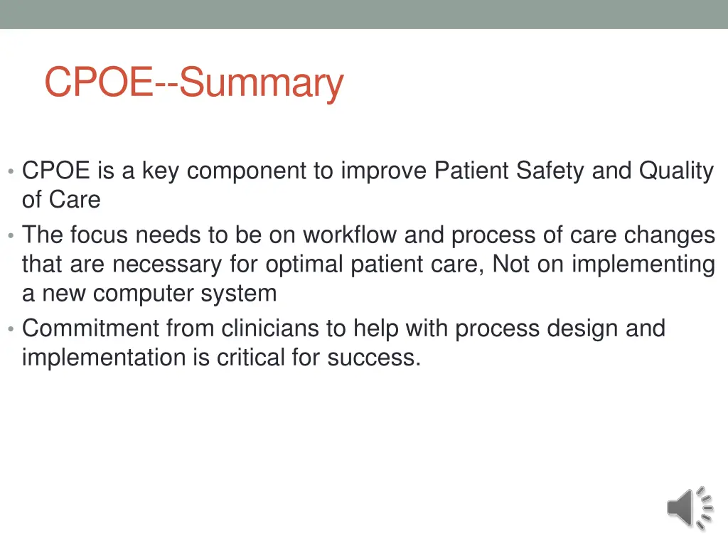 cpoe summary
