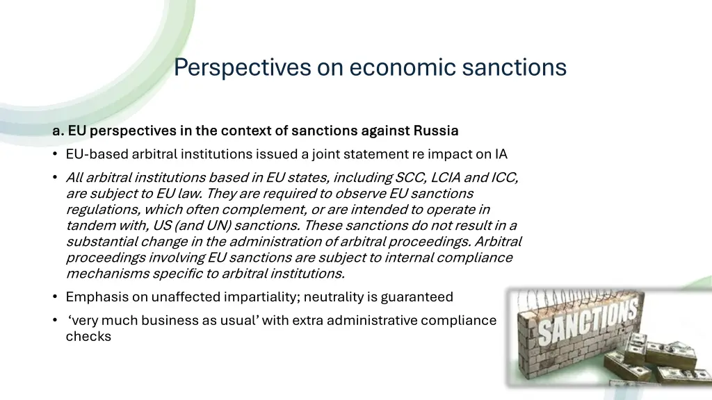 perspectives on economic sanctions