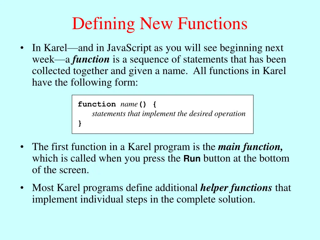 defining new functions