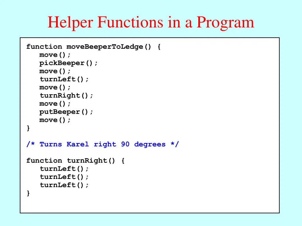helper functions in a program