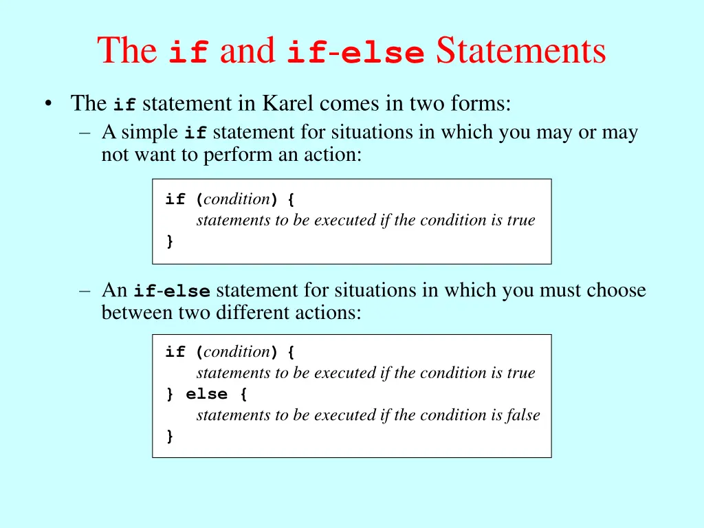 the if and if else statements