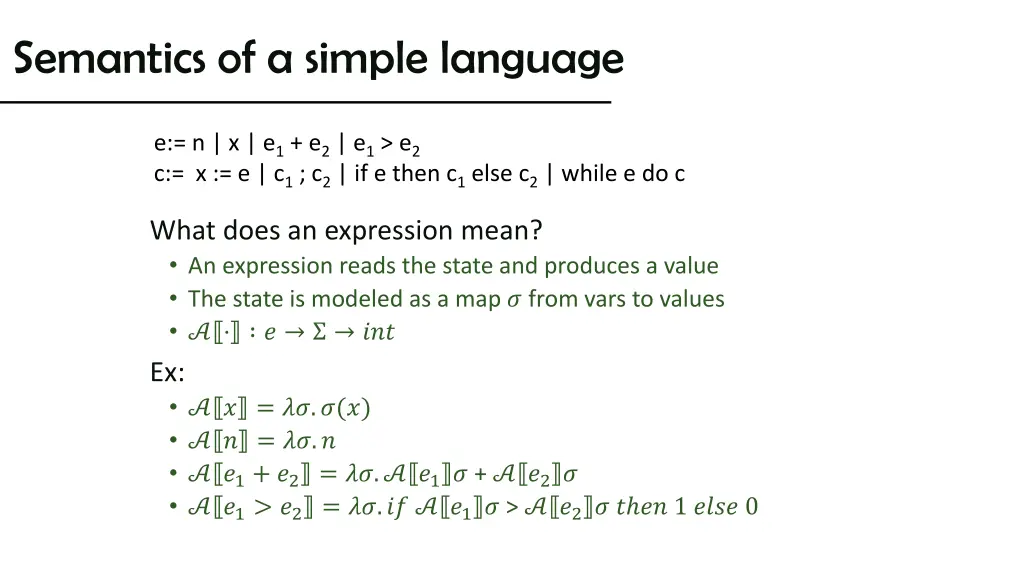 semantics of a simple language