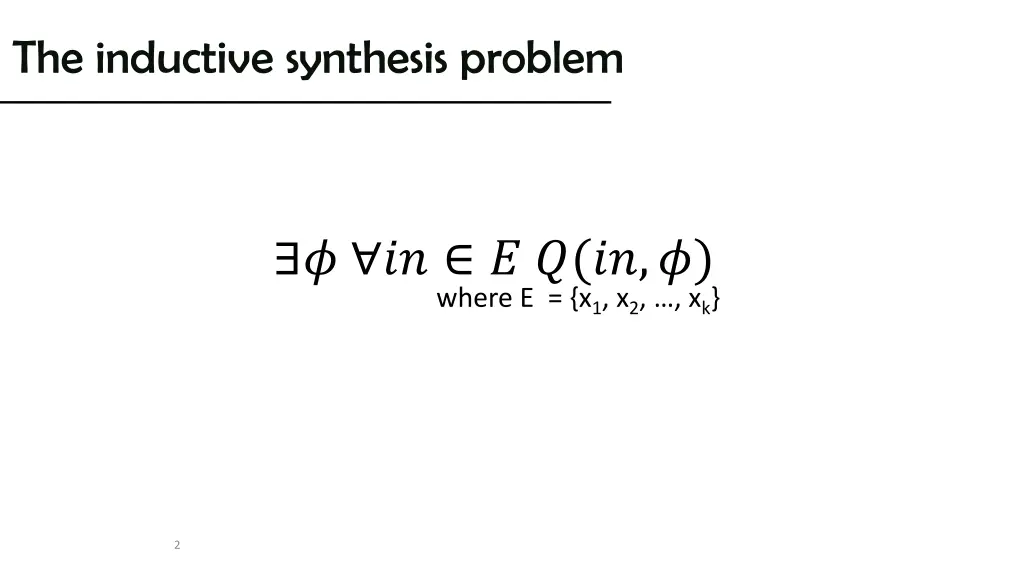 the inductive synthesis problem