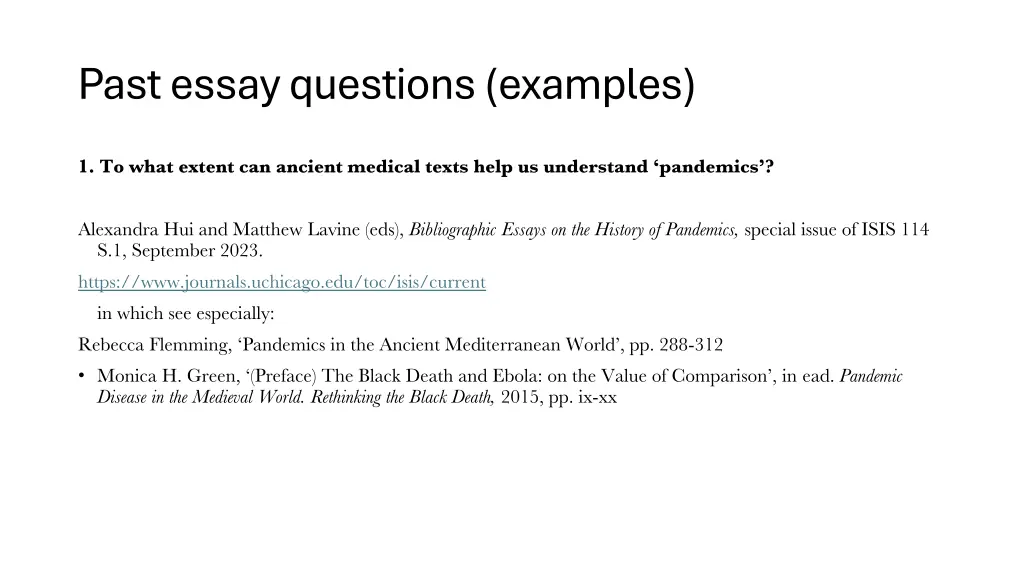 past essay questions examples