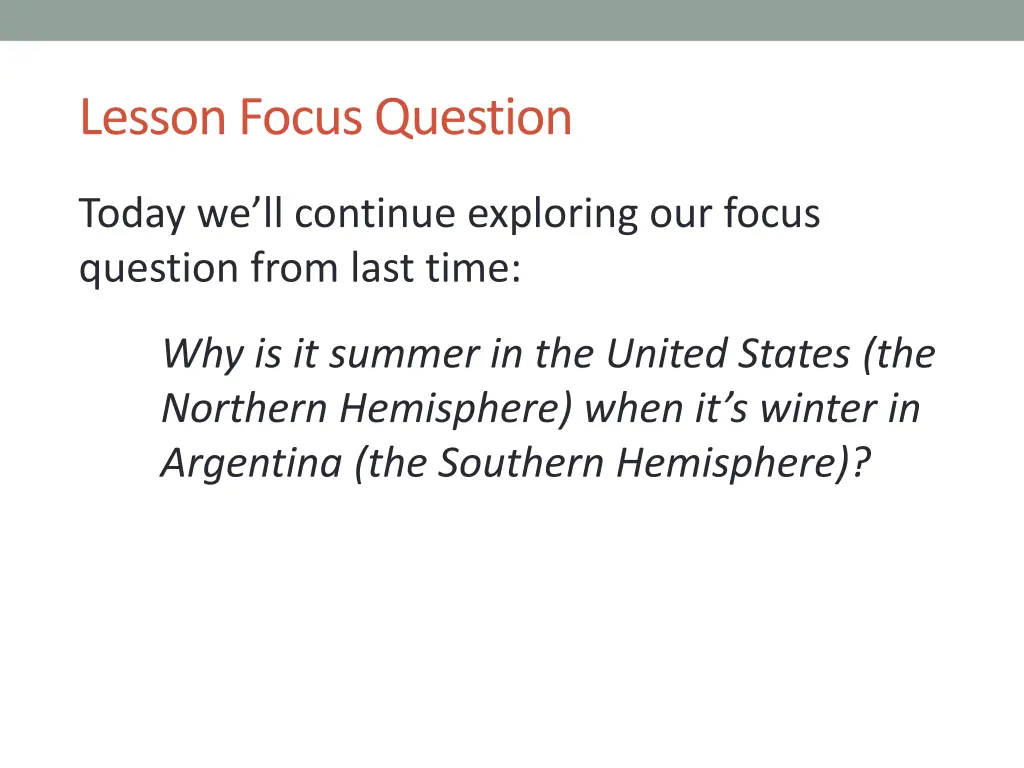 lesson focus question
