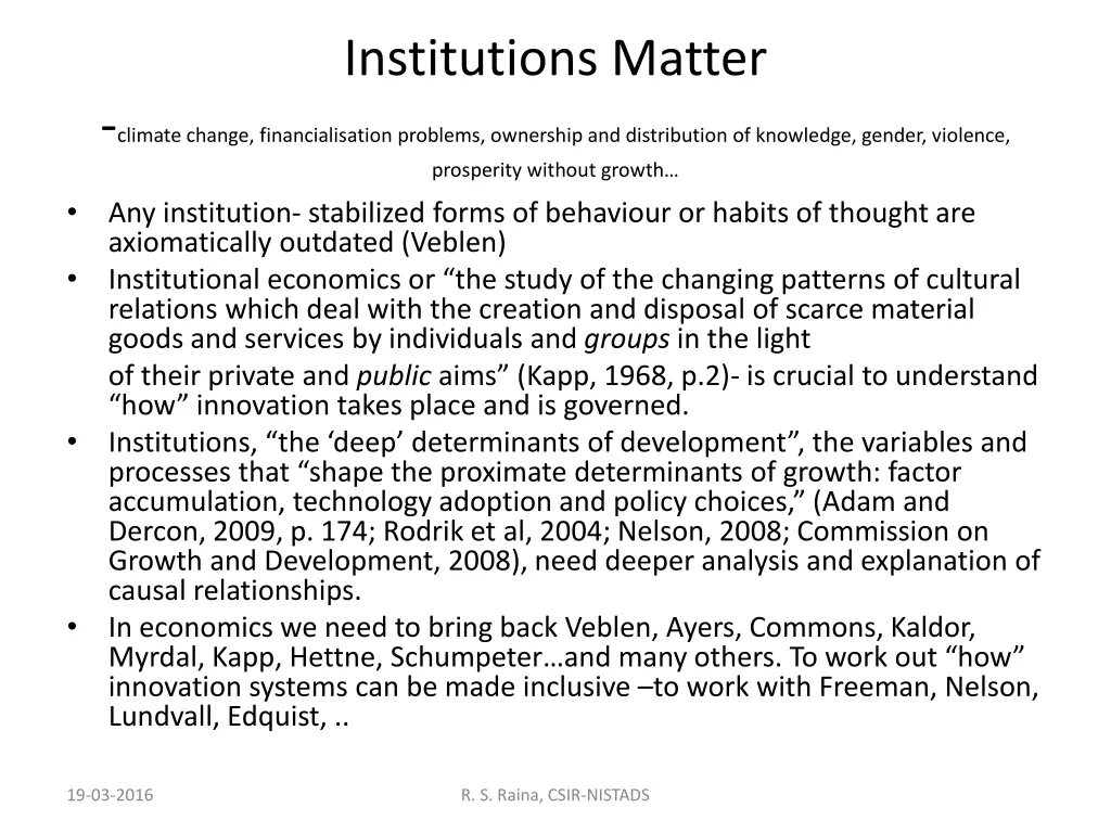 institutions matter