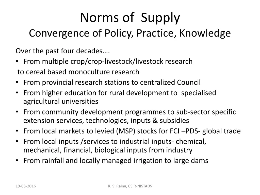 norms of supply convergence of policy practice