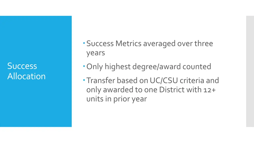success metrics averaged over three years