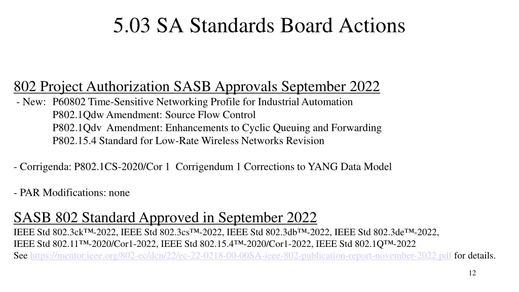 5 03 sa standards board actions