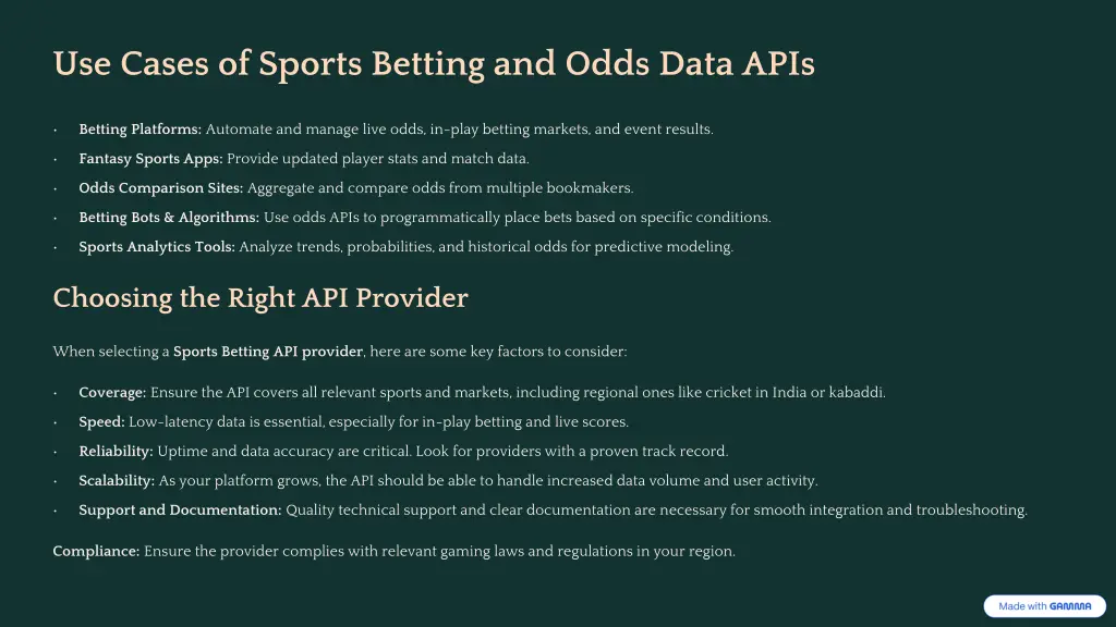 use cases of sports betting and odds data apis