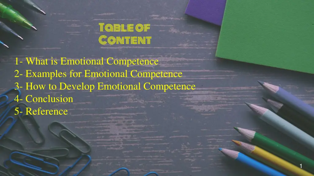 table of content