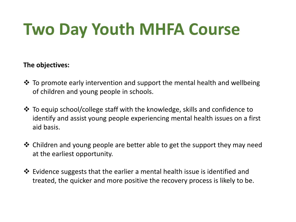two day youth mhfa course
