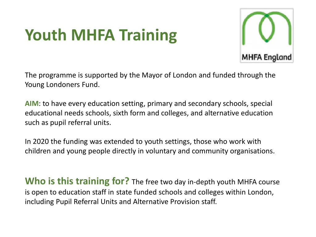 youth mhfa training