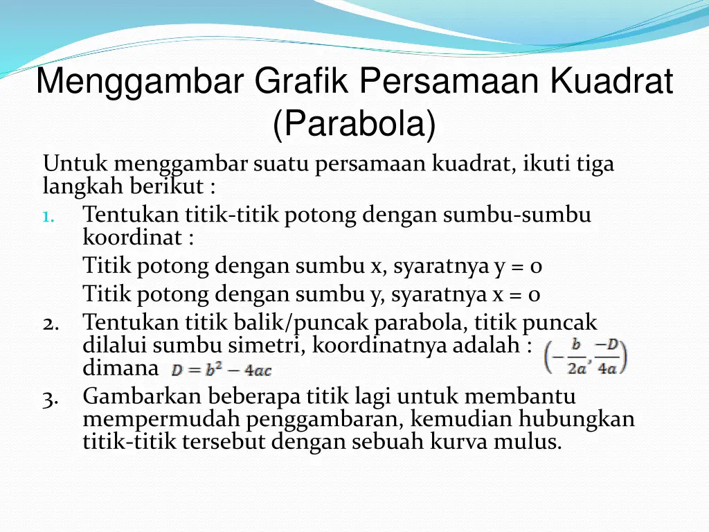 menggambar grafik persamaan kuadrat parabola