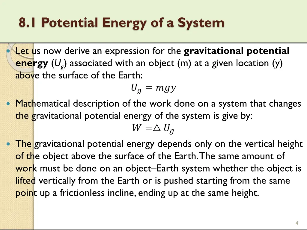 8 1 potential energy of a system